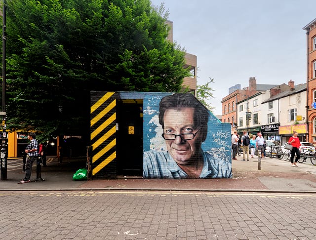 Mural of Tony Wilson artist Akse. Photo: David Dixon @ Geograph