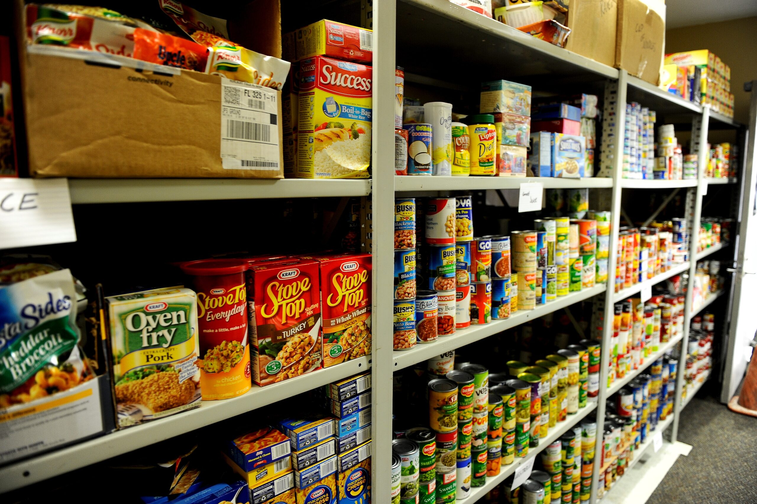 Food bank shelves
