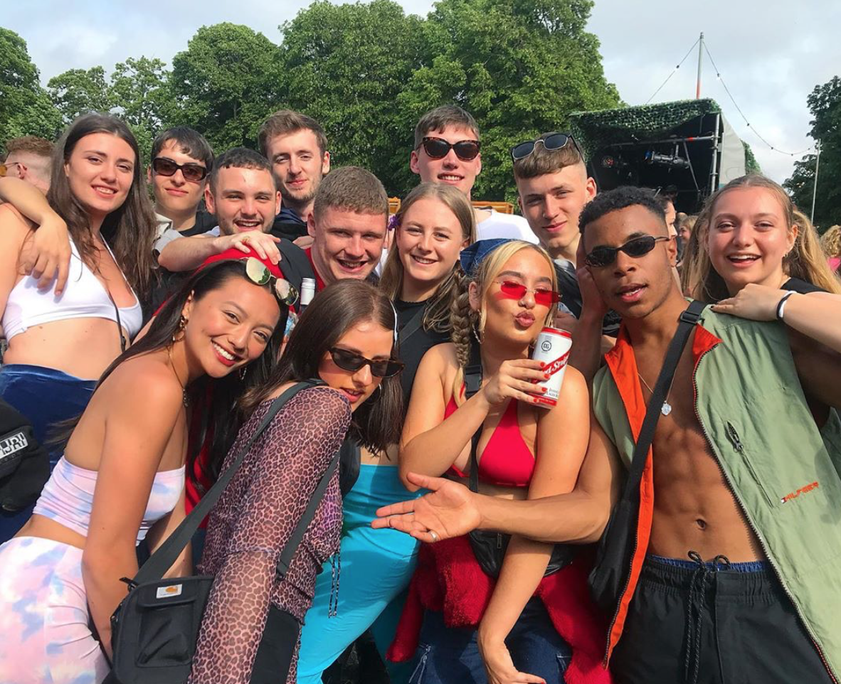 students at a festival (fallow field style)