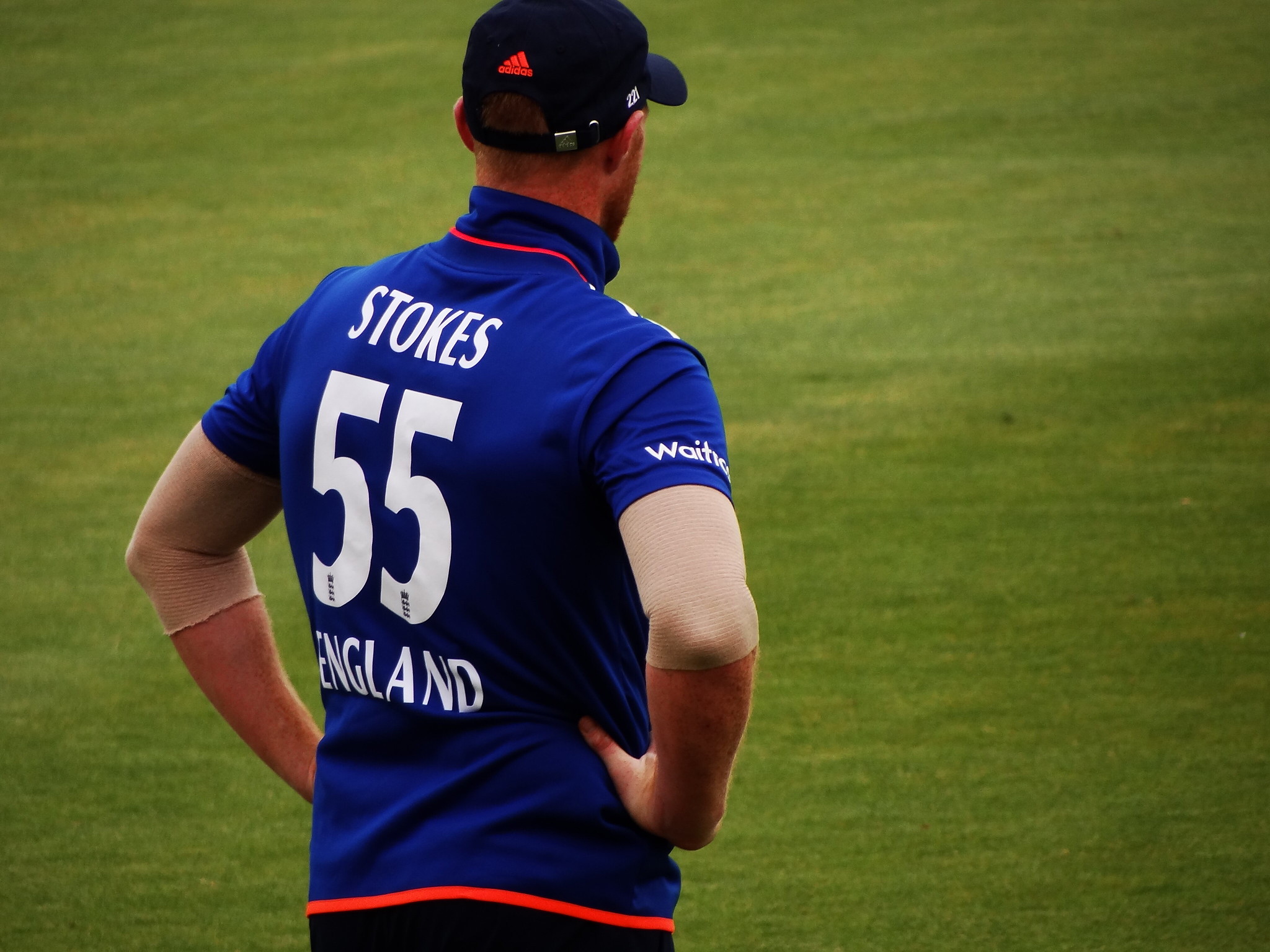 Ben Stokes looks on
