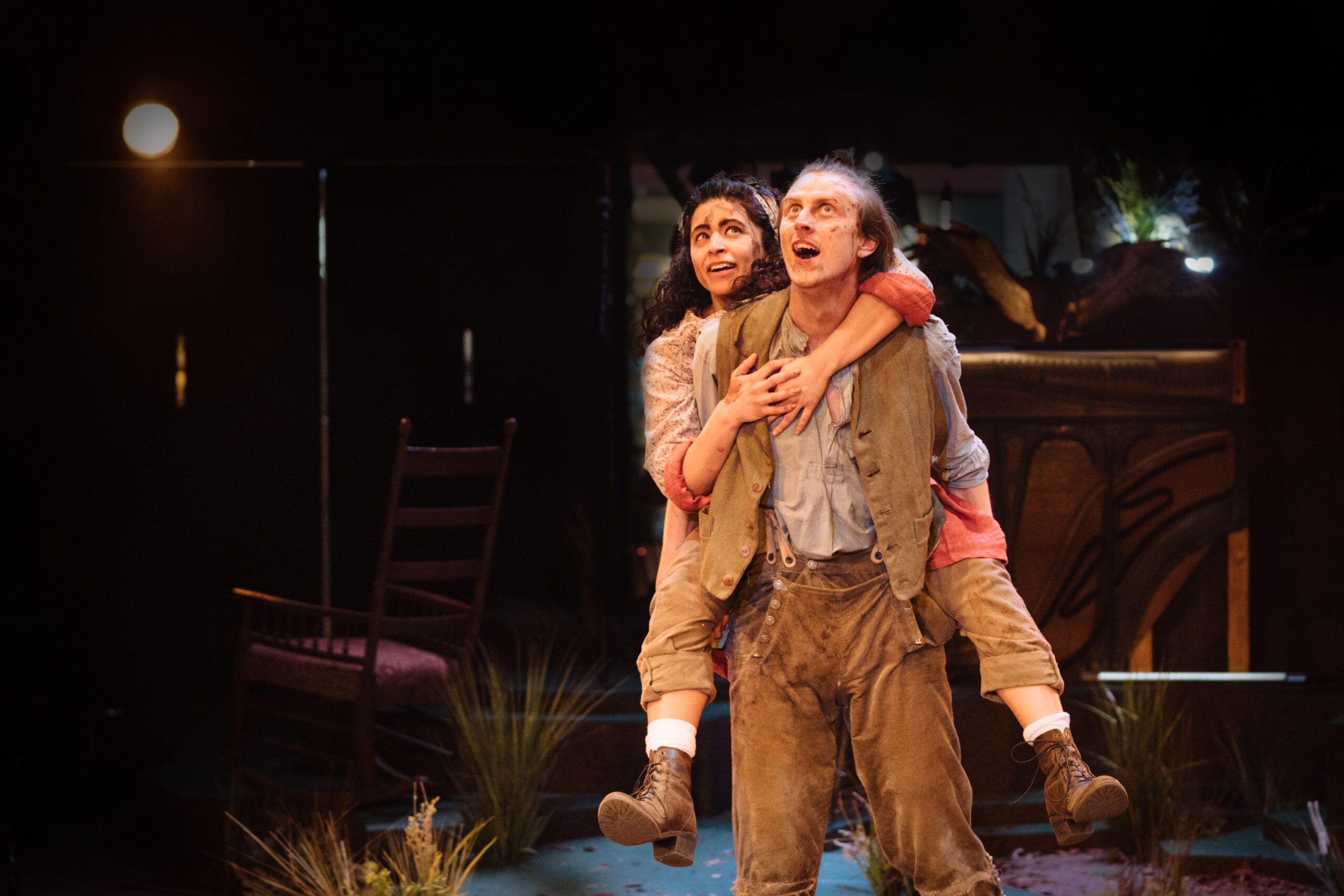 015 RET Wuthering Heights - L-R Rakhee Sharma (Cathy) & Alex Austin (Heathcliff) - image Helen Murray
