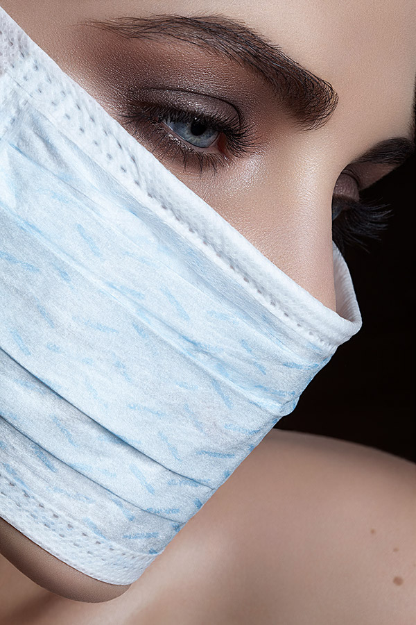 model in surgical mask