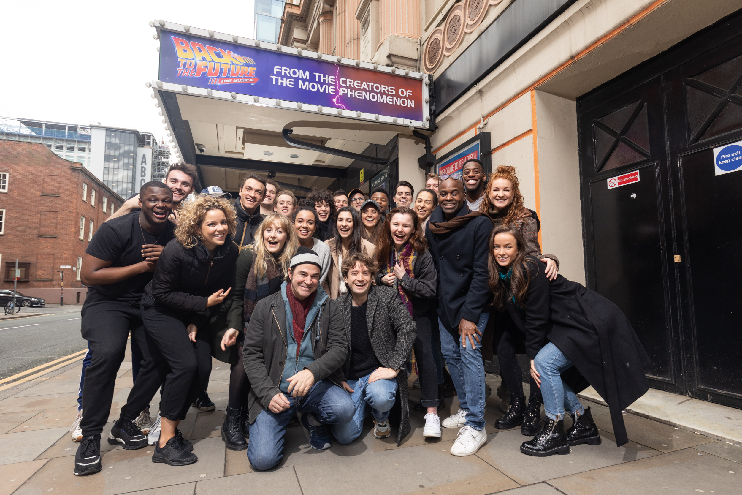 The cast of Back to the Future The Musical arrive at Manchester Opera House