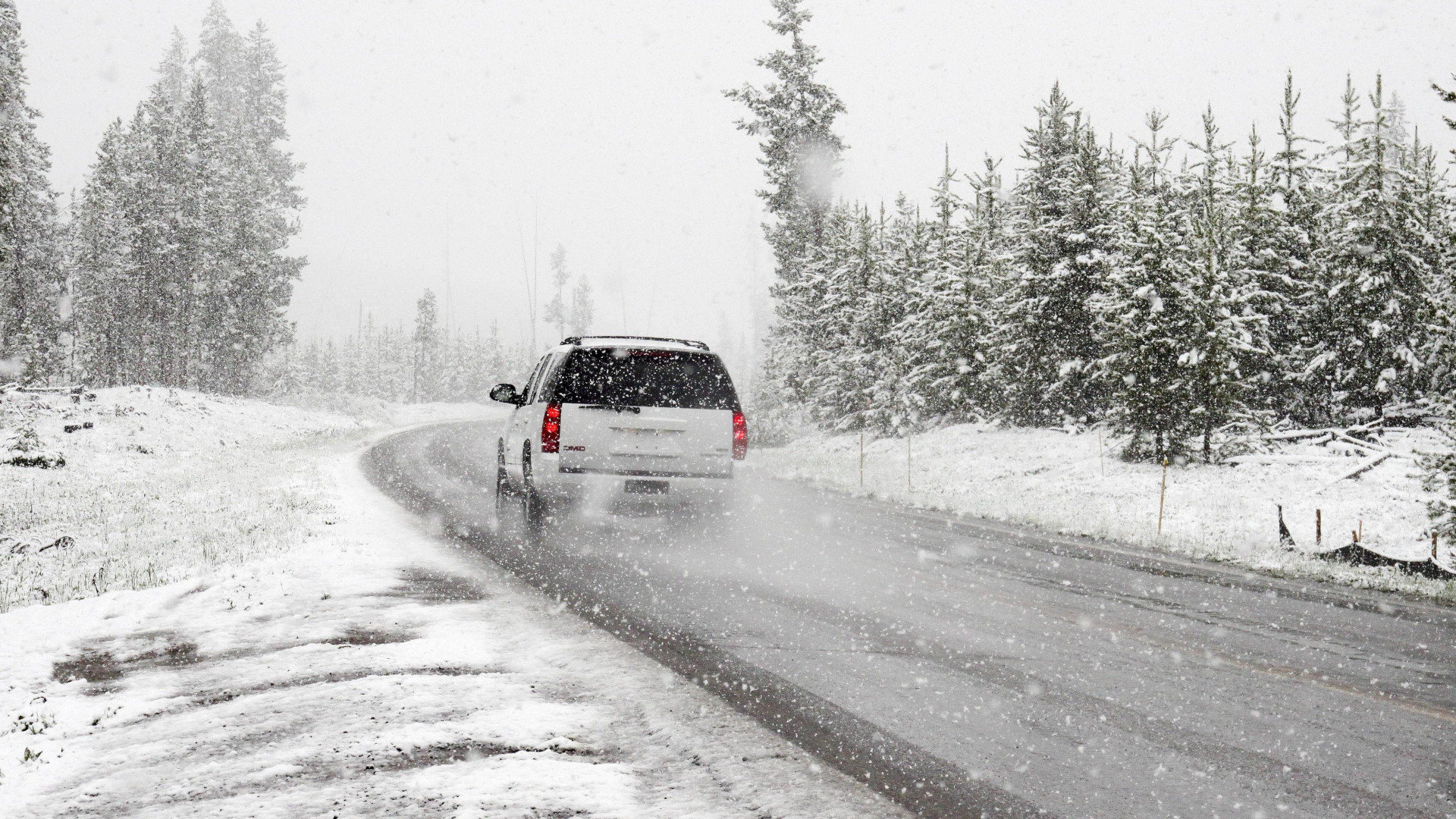 Car driving in snow