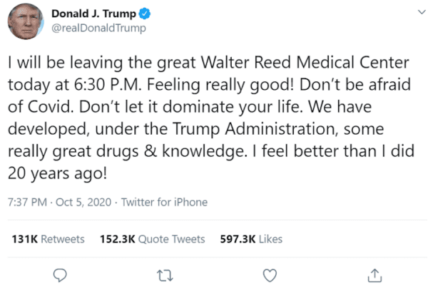 Trump tweet covid