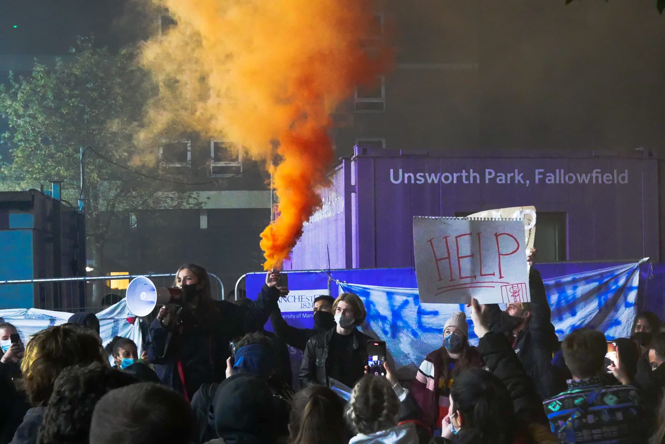 Students protest fences at Fallowfield Campus