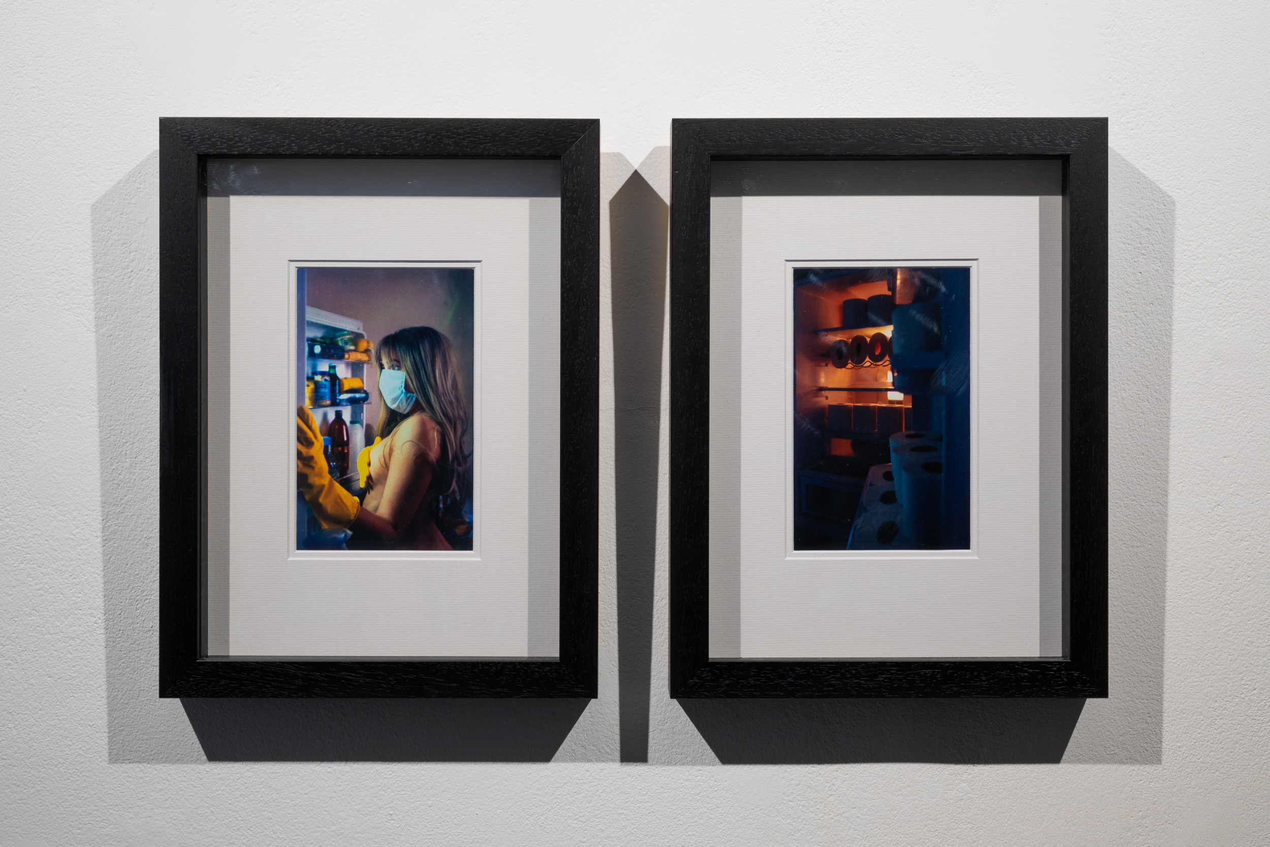 Black acrylic framed artwork exhibition by Heather Bell