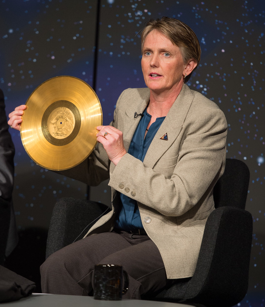 Voyager Record Being Held by the Voyager project manager, Suzanne Dodd. Copyright: NASA