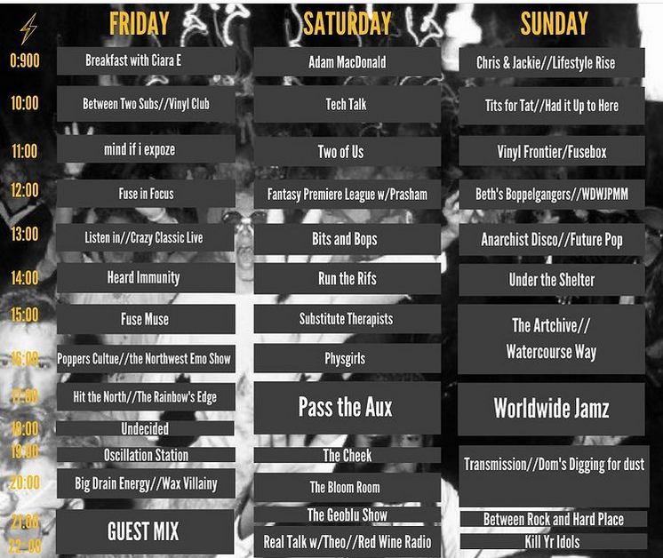 Fuse Fm's full show listing for semsester 2 2020/2021