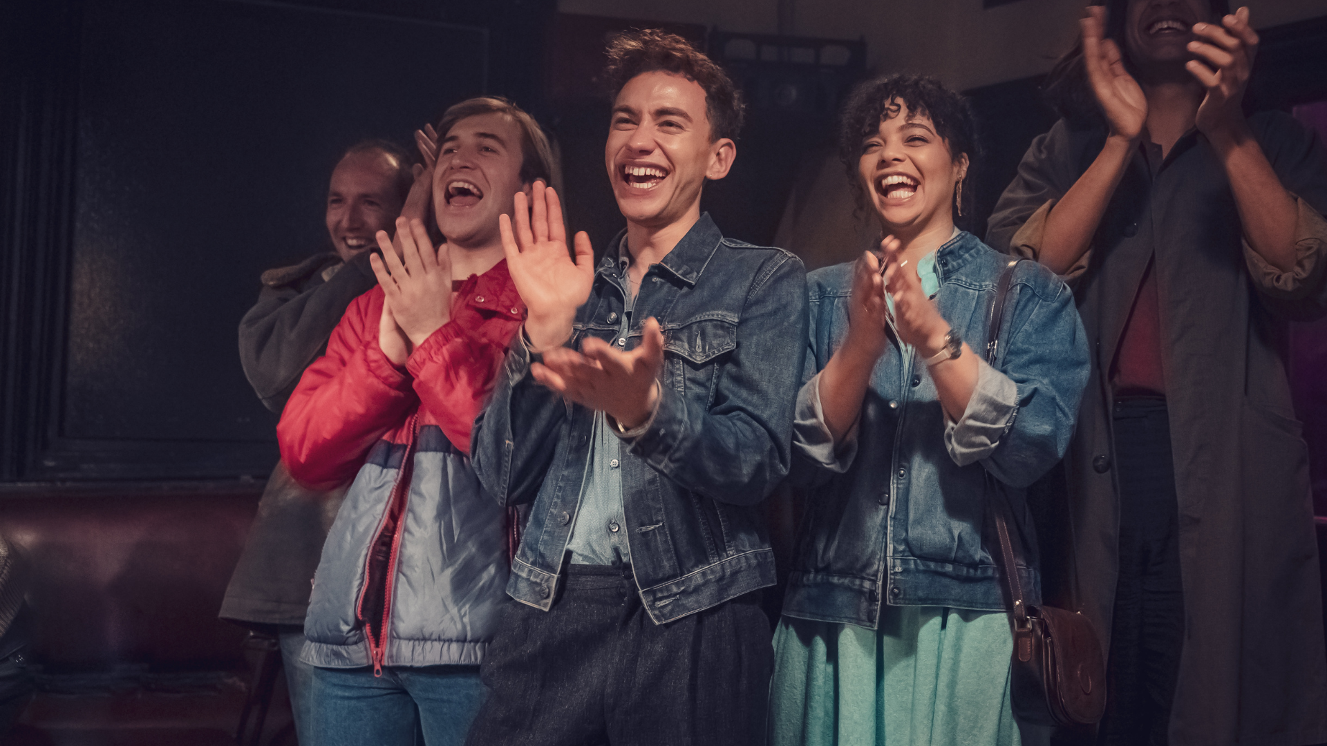 Russell T Davies' AIDS drama It's a Sin is an essential watch this LGBT History Month. L-R Gregory, Colin, Richie, Jill and Ash. Image credit: Channel 4 (With permission)