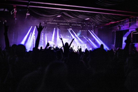 Manchester's Academy 2 venue stage in purple lights