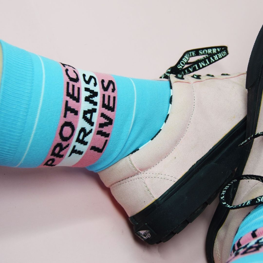 Protect trans lives flag socks