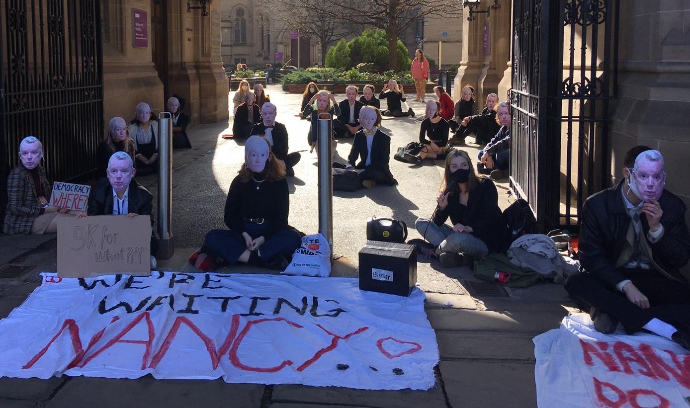 Nancy out sit-in protest
