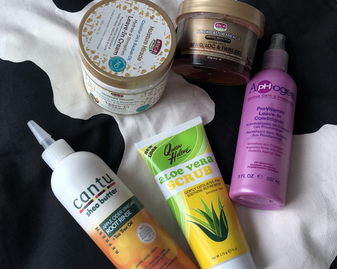 Photo of black haircare products