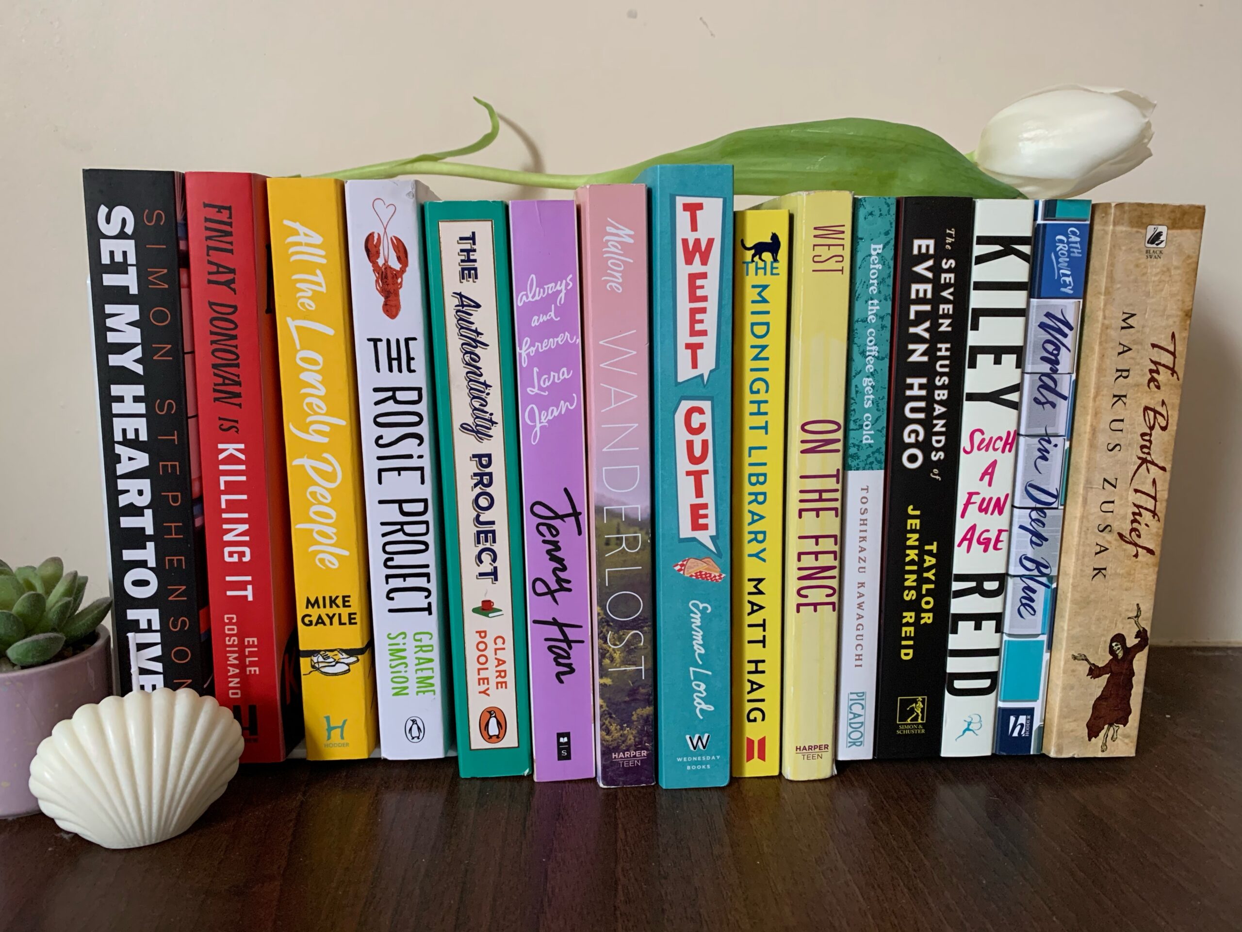 Photo of Leah's bookshelf from her bookstagram account