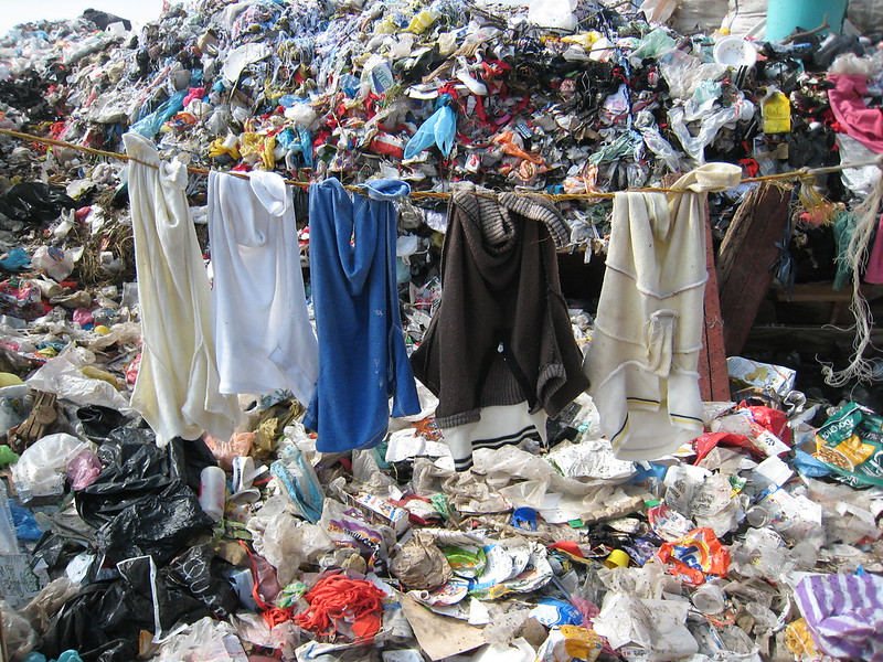Clothes dump as a result of fast fashion, depop