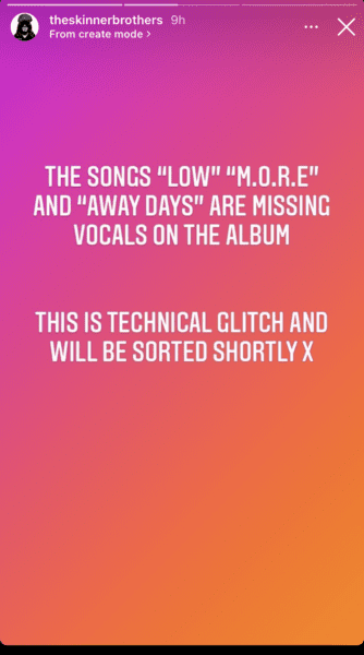 Screenshot of The Skinner Brothers Instagram Story
