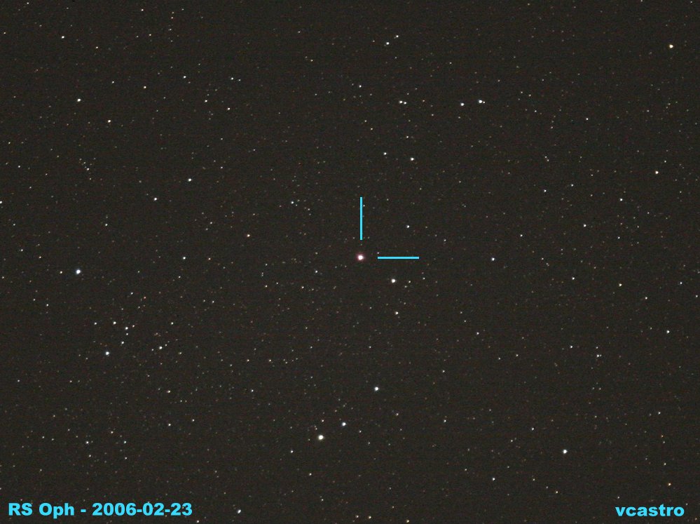 RS Ophiuchi's place in the night sky. Paul Martinez & Philip Brents @Wikimedia Commons
