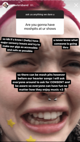 screenshot of crawlers instagram story