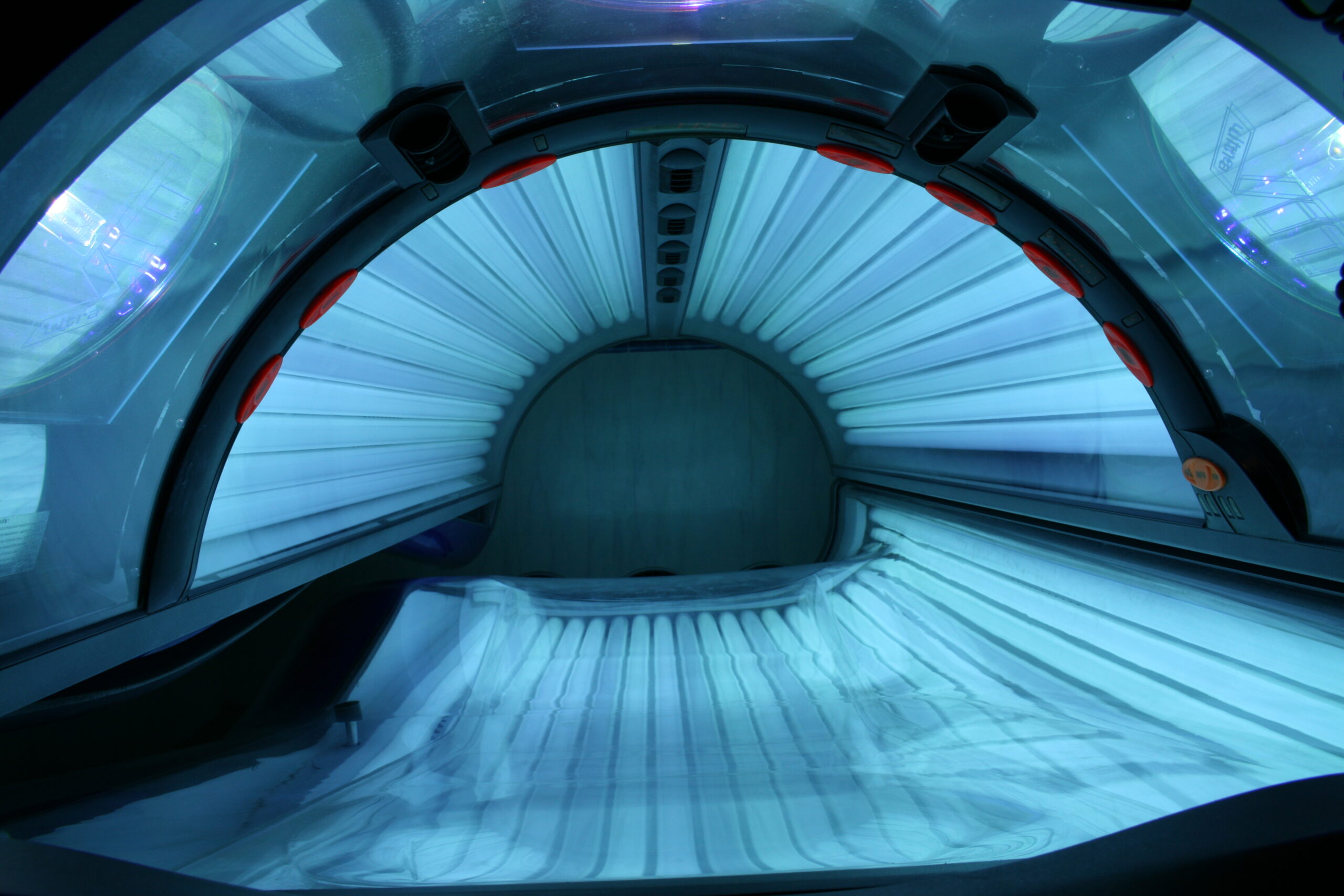 Inside of an indoor sunbed