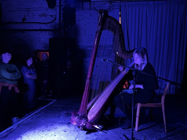 Mary Lattimore adjusts a loop on her DL4 unit at The White Hotel, 2nd June 2022