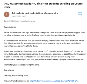 Enrolment Email #1