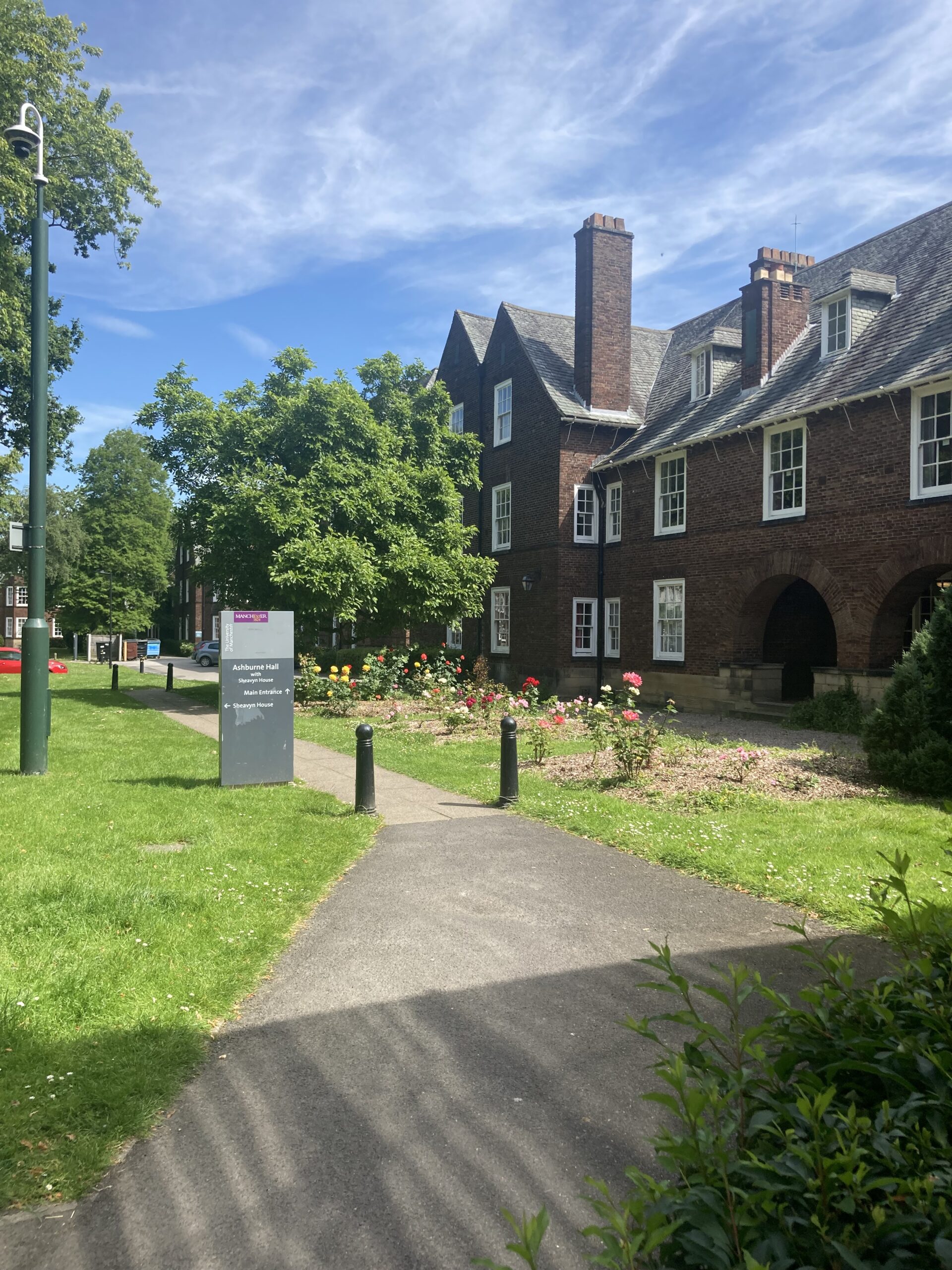 picture of University of Manchester Ashburne accommodation on a sunny day