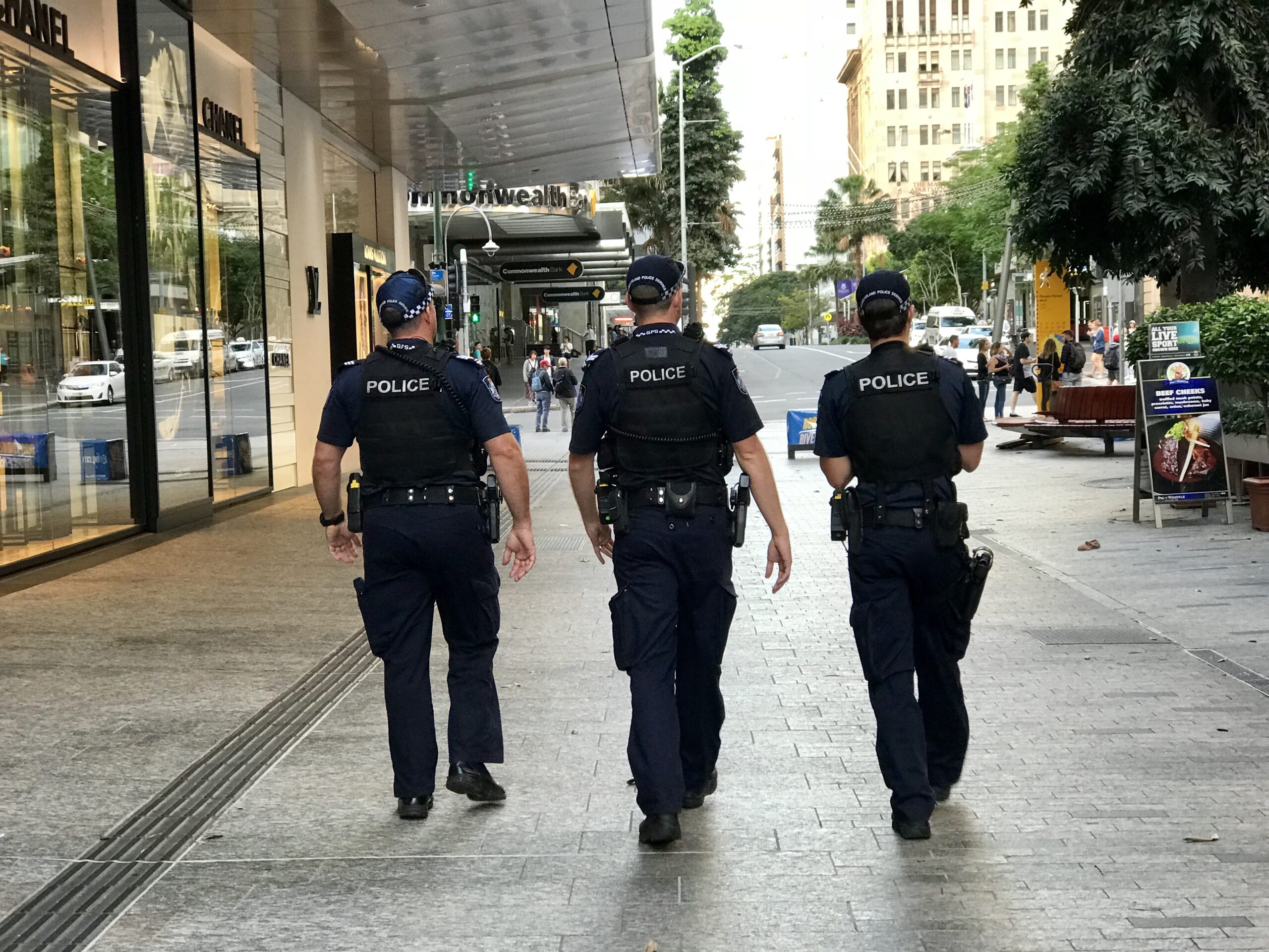 Police walking down the street