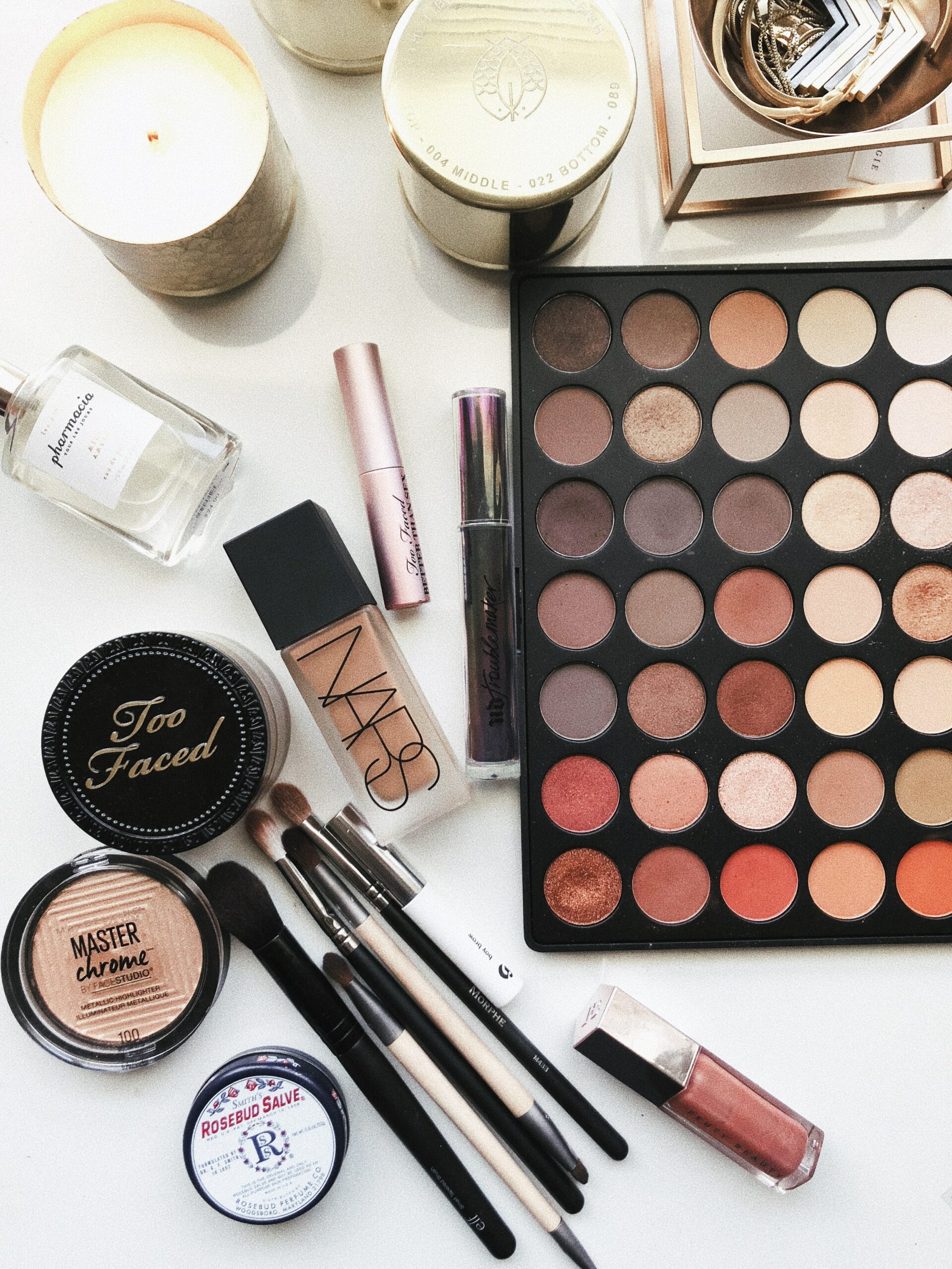 Photo of makeup products from various brands