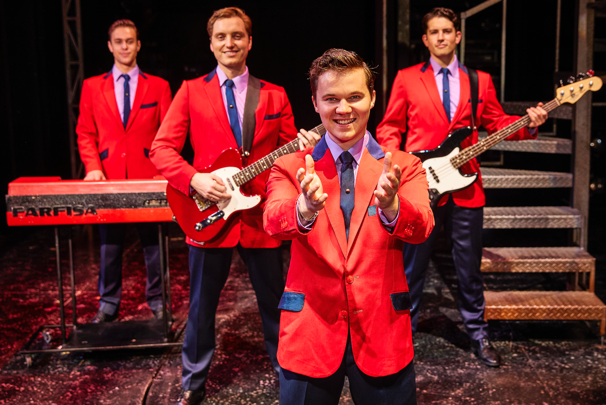 LtoR Blair Gibson, Dalton Wood, Ryan Heenan, Christopher Short in Jersey Boys UK & Ireland Tour