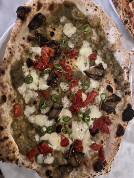 Aubergine special pizza at Rudy's