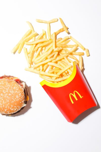 Mcdonald's burger and fries 