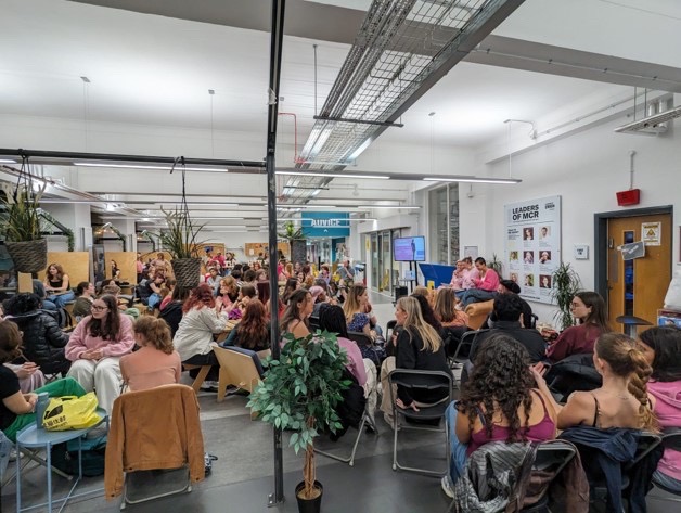 An image of the Feminist Collective's talk on Barbie