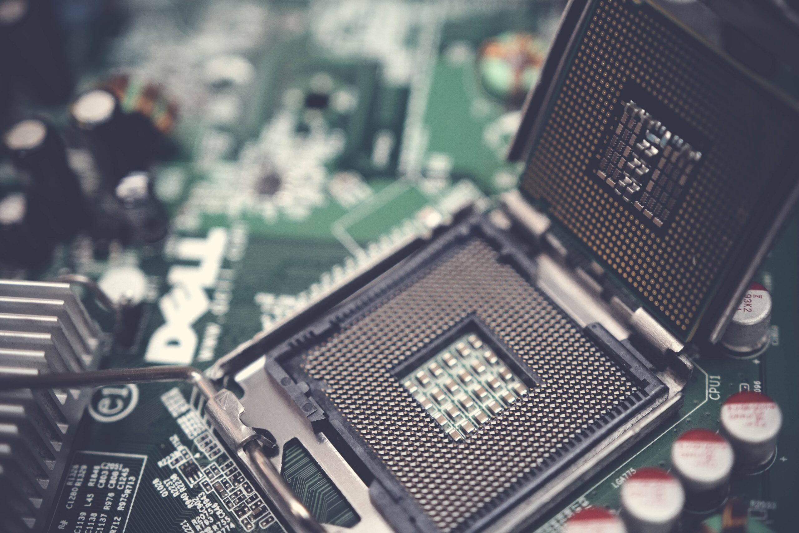 A circuit board with a semiconductor.
