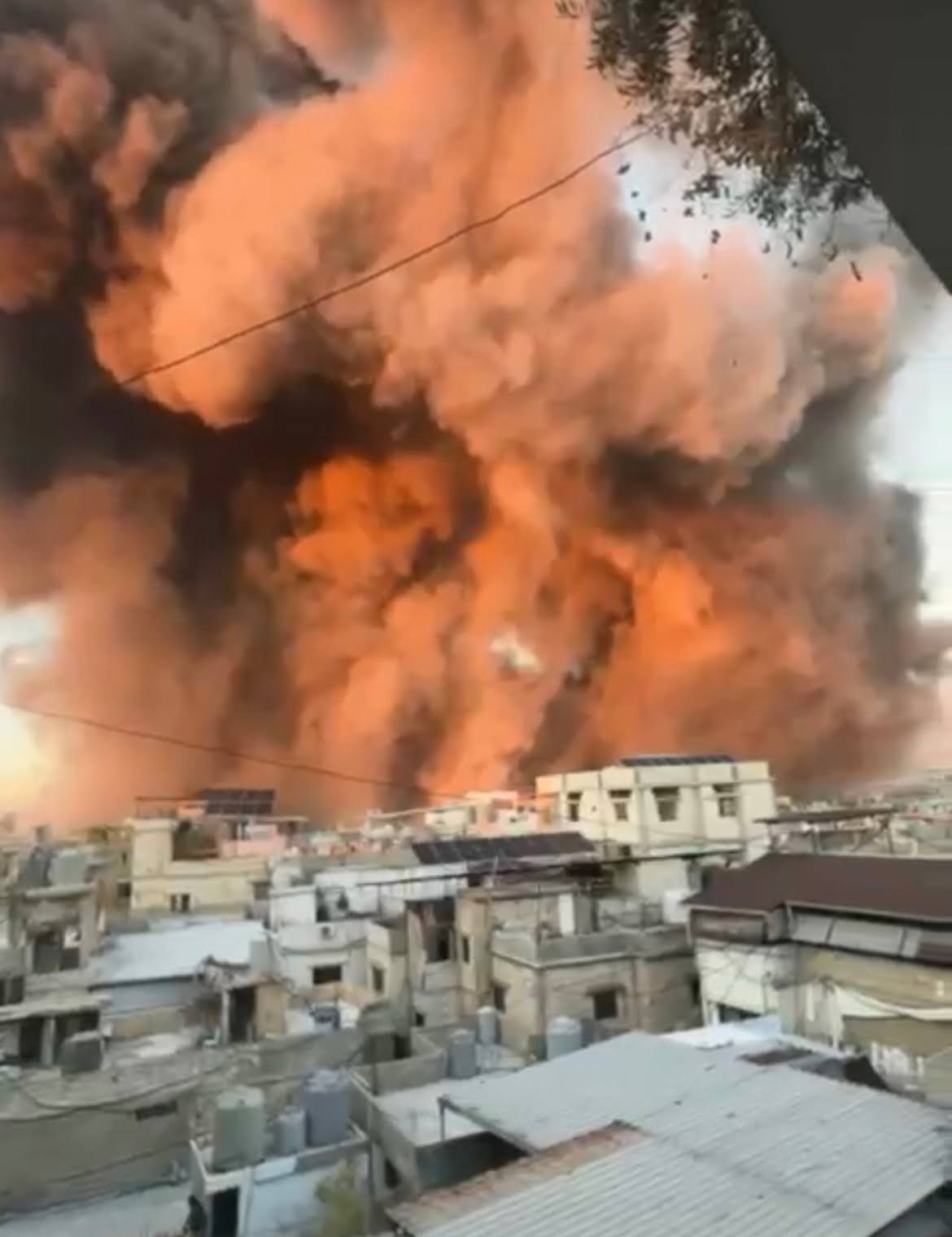 photo of bombing from balcony