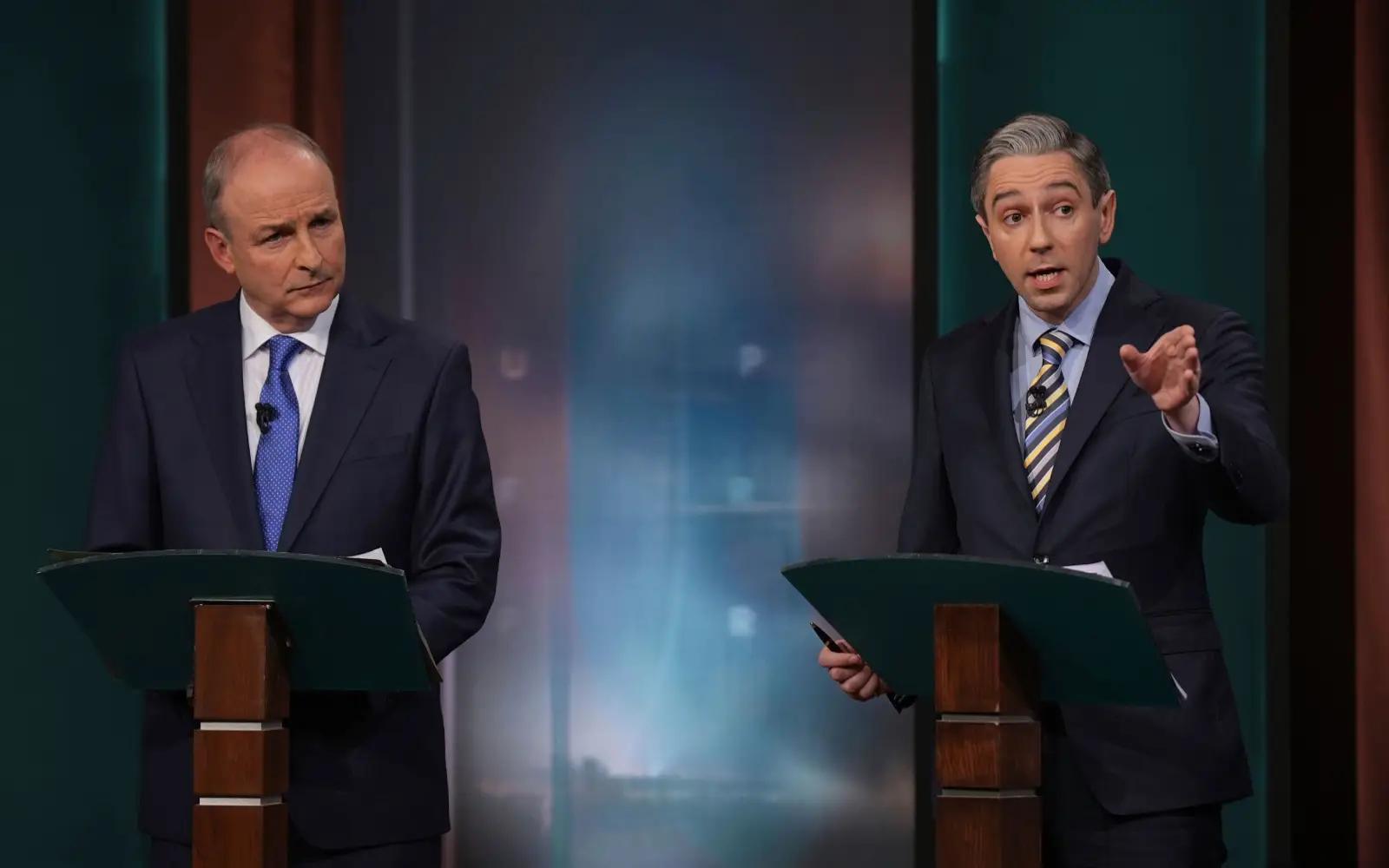 Ireland Election Simon Harris and Micheal Martin
