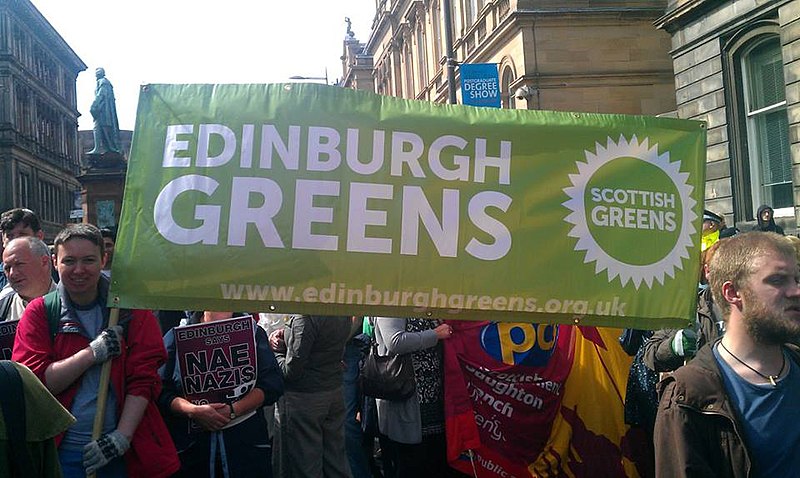 Local Edinburgh Green Party marching as part of an anti-Scottish Defence League (far-right group) demonstration
