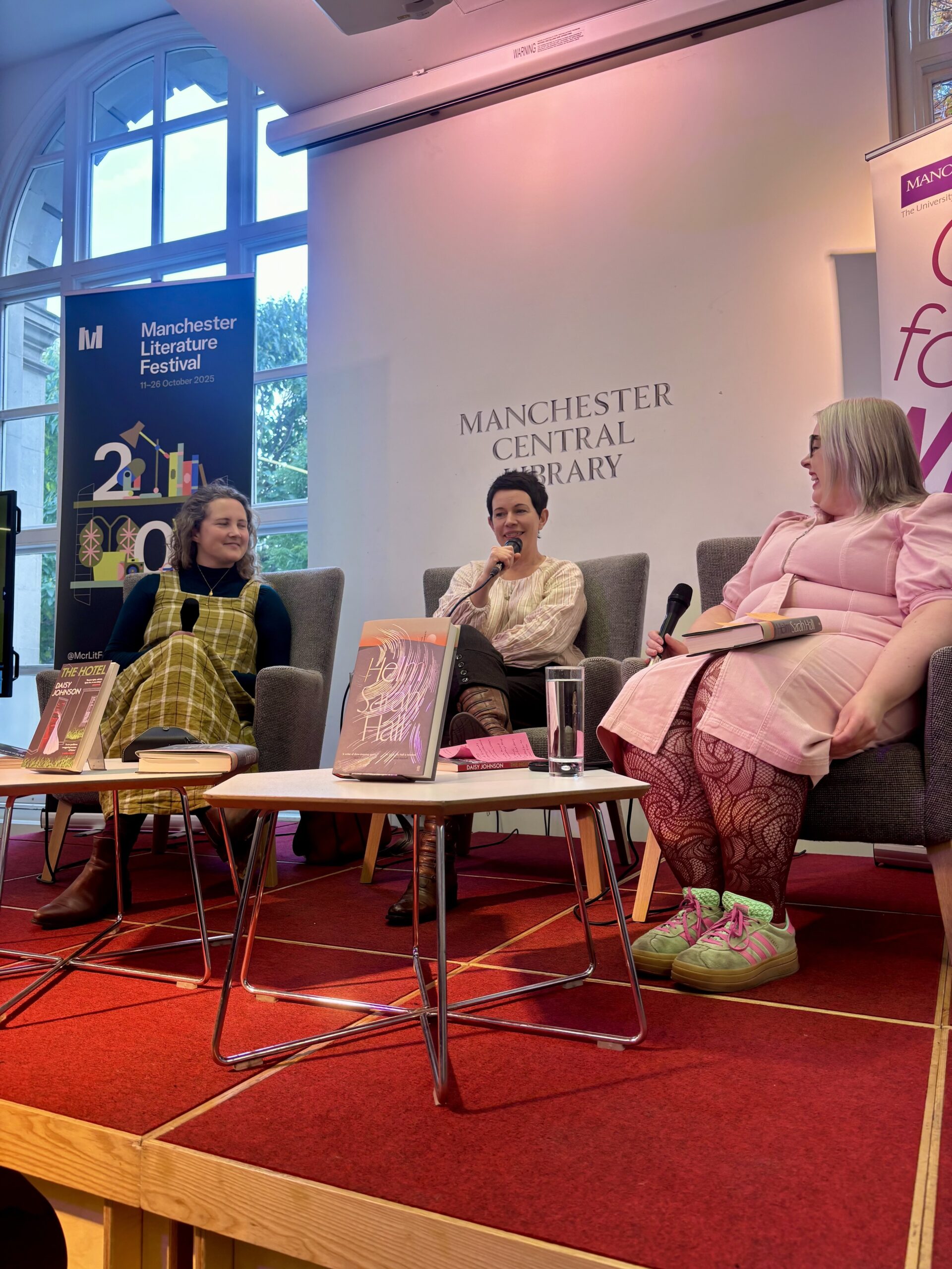 Sarah Hall, Daisy Johnson and Naomi Frisby at the Manchester Literature Festival.