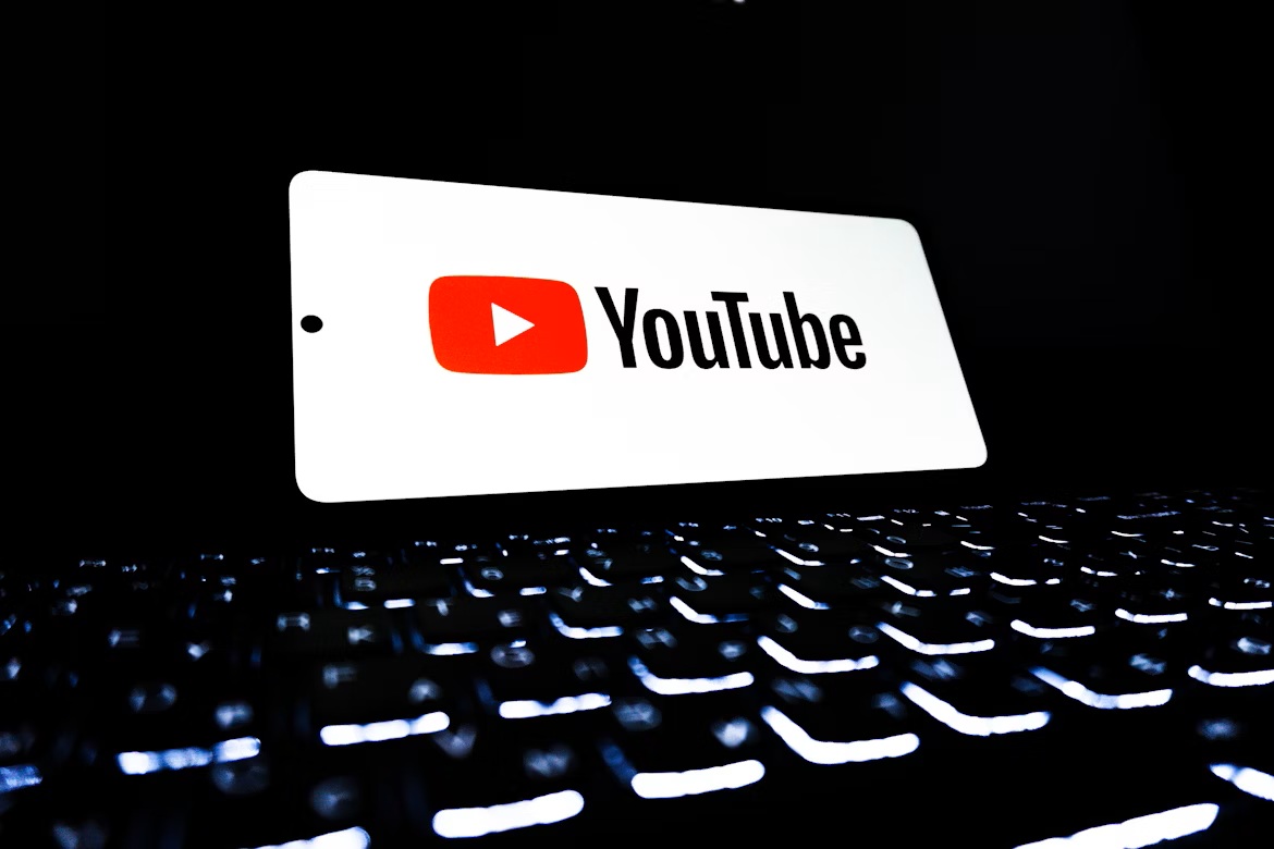 Image of the YouTube logo on a screen