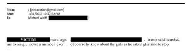Emails released by House Democrats between Epstein and Michael Wolff, that suggest Trump "knew about the girls"
