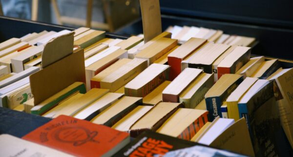 Books on a table