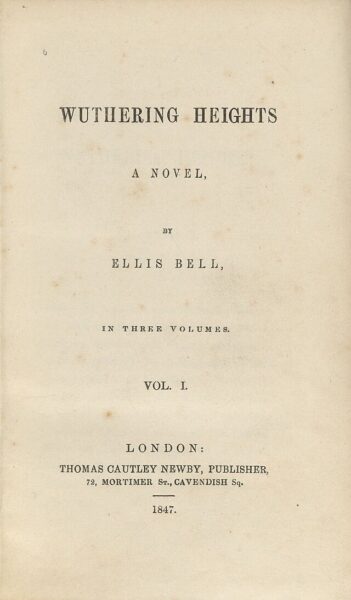 The first page of the first edition of "Wuthering Heights."