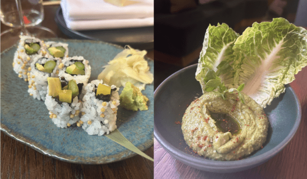 Vegetable Maki and Pea Guacamole at Lucky Cat