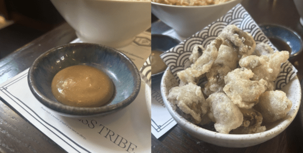 Fried Mushroom and Black Garlic Emulsion at Lucky Cat 