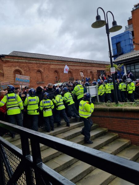 Police stop counter protesters from reaching Britain First protesters