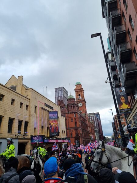Counter protesters and Britain First protesters meet for the first time