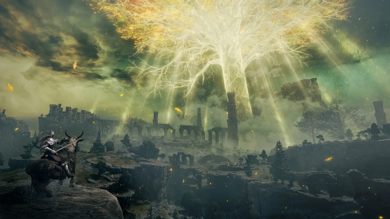 Image of the Erdtree from the 2022 game Elden Ring, developed by FromSoftware