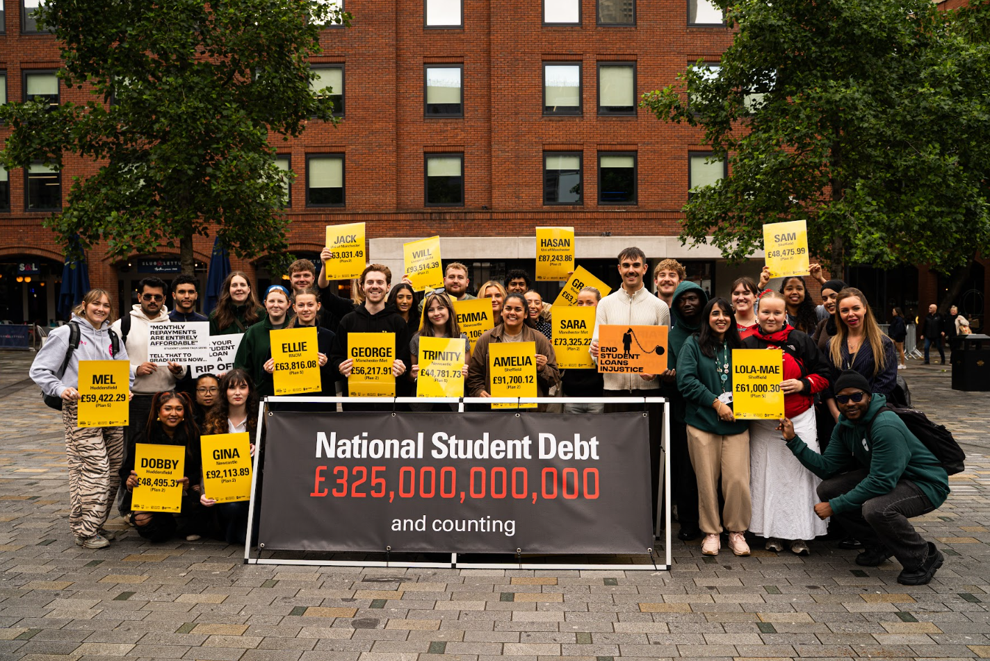 Student leaders outside Number 10. North calling for student loan reforms